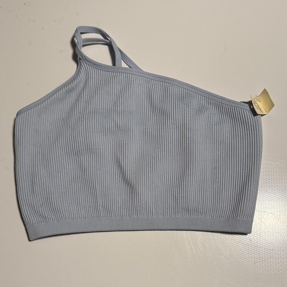 Aerie One-Shoulder Ribbed Crop Top - bra Light Blue